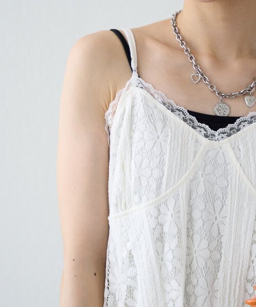 w closet(ダブルクローゼット)の「【25AW】アシメレースキャミワンピース(ワンピース・レディース・ブラック/アイボリー・FREE)」の8枚目の写真