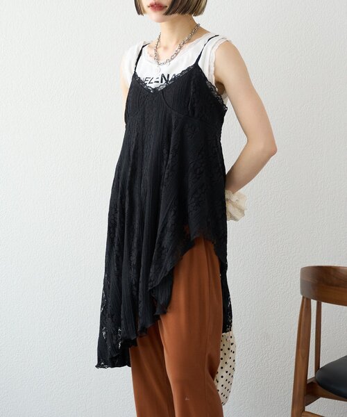 w closet(ダブルクローゼット)の「【25AW】アシメレースキャミワンピース(ワンピース・レディース・ブラック/アイボリー・FREE)」の17枚目の写真