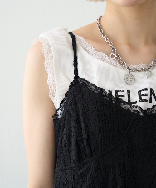 w closet(ダブルクローゼット)の「【25AW】アシメレースキャミワンピース(ワンピース・レディース・ブラック/アイボリー・FREE)」の22枚目の写真