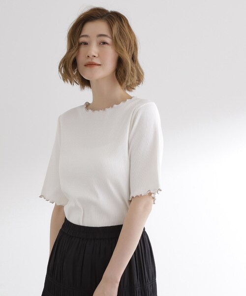 grove（グローブ）の「一枚でもレイヤードでも楽しめる　マルチな5分袖プルオーバー（Tシャツ/カットソー・レディース・オフホワイト/ホワイト系5/ブラック・01/02/03/04/05）」の4枚目の写真