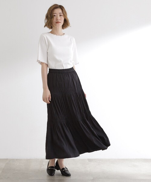 grove（グローブ）の「一枚でもレイヤードでも楽しめる　マルチな5分袖プルオーバー（Tシャツ/カットソー・レディース・オフホワイト/ホワイト系5/ブラック・01/02/03/04/05）」の6枚目の写真