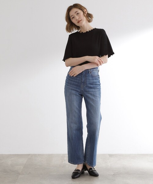 grove（グローブ）の「一枚でもレイヤードでも楽しめる　マルチな5分袖プルオーバー（Tシャツ/カットソー・レディース・オフホワイト/ホワイト系5/ブラック・01/02/03/04/05）」の10枚目の写真