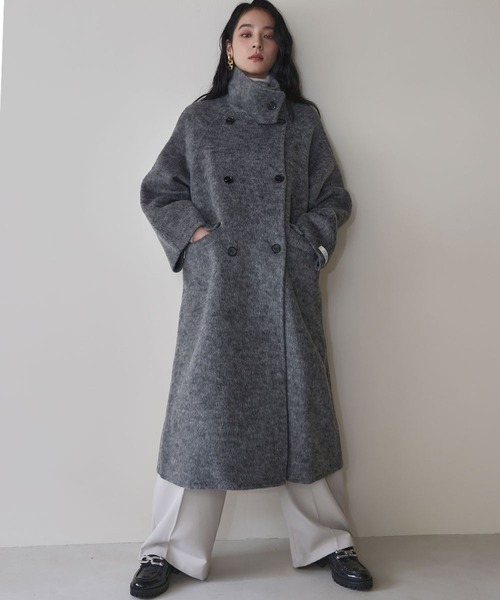 セール】【2025AW】【ウール70％】スタンドカラー ロングコート ウール
