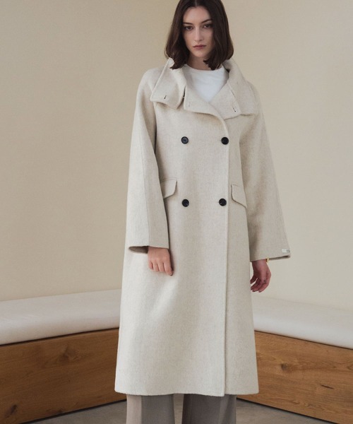 セール】【2025AW】【ウール70％】スタンドカラー ロングコート ウール