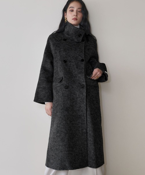 セール】【2025AW】【ウール70％】スタンドカラー ロングコート ウール