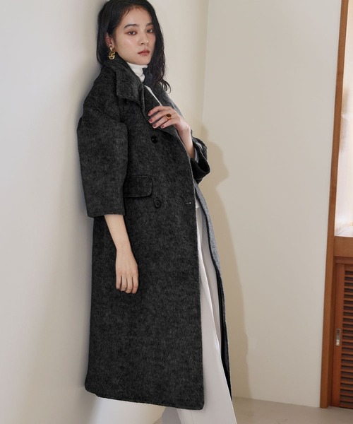 セール】【2025AW】【ウール70％】スタンドカラー ロングコート ウール