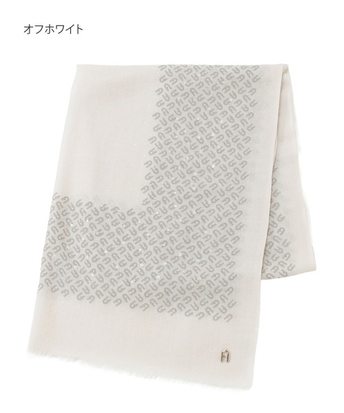 FURLA(フルラ)の「ウールストール ”箔プリント”(ストール/ショール・レディース・オフホワイト/チャコールグレー・FREE)」の3枚目の写真