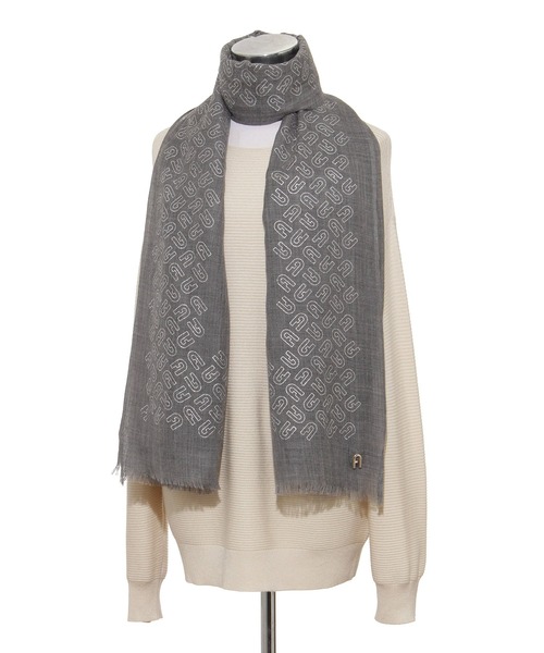 FURLA(フルラ)の「ウールストール ”箔プリント”(ストール/ショール・レディース・オフホワイト/チャコールグレー・FREE)」の10枚目の写真