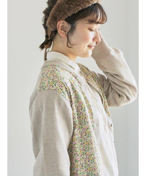 TSUHARU by Samansa Mos2(ツハルバイサマンサモスモス)の「【LIBERTY】襟付き布帛部分使いニットカーディガン(カーディガン/ボレロ・レディース・ブラック/ブラウン/ベージュ・F)」の11枚目の写真