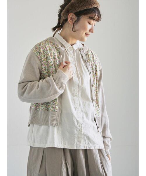 TSUHARU by Samansa Mos2(ツハルバイサマンサモスモス)の「【LIBERTY】襟付き布帛部分使いニットカーディガン(カーディガン/ボレロ・レディース・ブラック/ブラウン/ベージュ・F)」の13枚目の写真