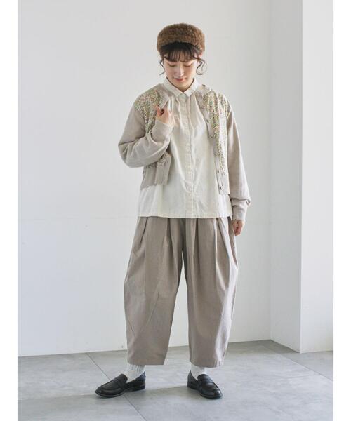 TSUHARU by Samansa Mos2(ツハルバイサマンサモスモス)の「【LIBERTY】襟付き布帛部分使いニットカーディガン(カーディガン/ボレロ・レディース・ブラック/ブラウン/ベージュ・F)」の16枚目の写真