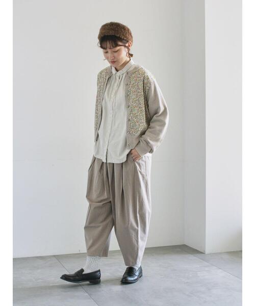 TSUHARU by Samansa Mos2(ツハルバイサマンサモスモス)の「【LIBERTY】襟付き布帛部分使いニットカーディガン(カーディガン/ボレロ・レディース・ブラック/ブラウン/ベージュ・F)」の17枚目の写真