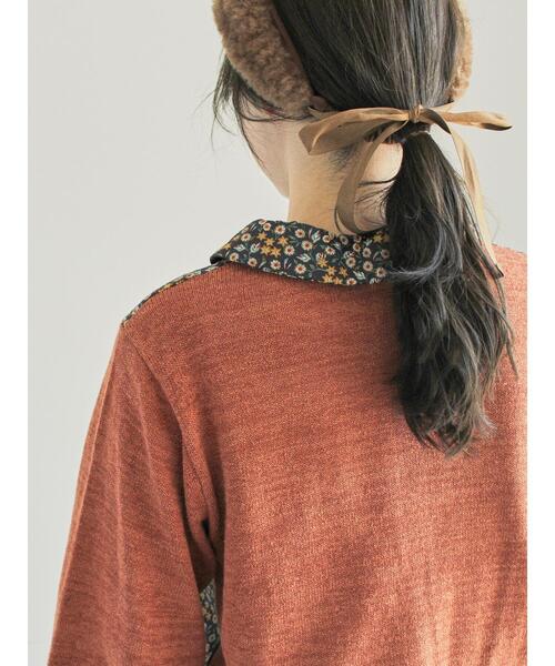 TSUHARU by Samansa Mos2(ツハルバイサマンサモスモス)の「【LIBERTY】襟付き布帛部分使いニットカーディガン(カーディガン/ボレロ・レディース・ブラック/ブラウン/ベージュ・F)」の20枚目の写真