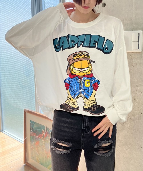 GLAMOROUS JANE(グラマラスジェーン)の「GARFIELDプリントロンT(Tシャツ/カットソー・レディース・ブラック/チャコールグレー/オフホワイト・FREE)」の4枚目の写真