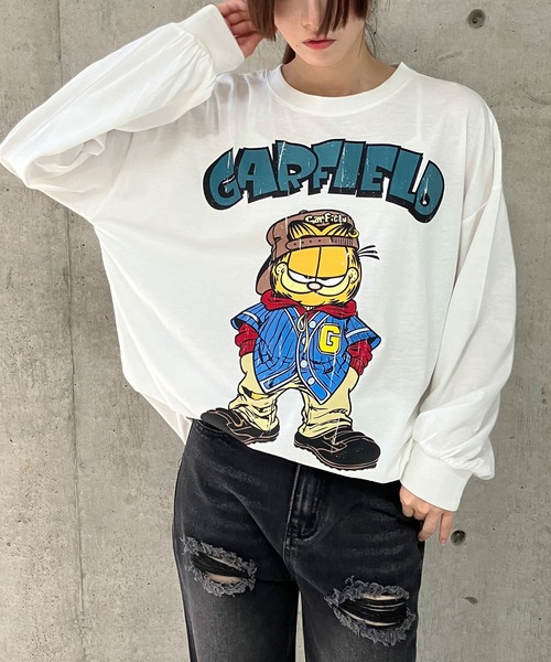 GLAMOROUS JANE(グラマラスジェーン)の「GARFIELDプリントロンT(Tシャツ/カットソー・レディース・ブラック/チャコールグレー/オフホワイト・FREE)」の7枚目の写真