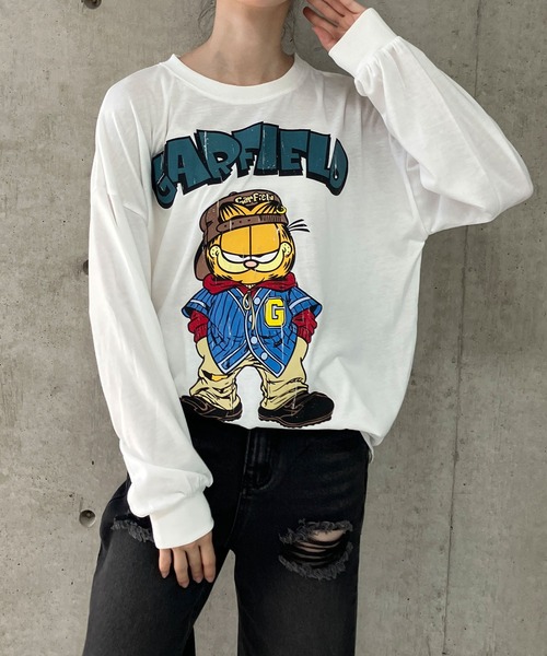GLAMOROUS JANE(グラマラスジェーン)の「GARFIELDプリントロンT(Tシャツ/カットソー・レディース・ブラック/チャコールグレー/オフホワイト・FREE)」の9枚目の写真