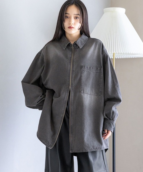 RAGEBLUE（レイジブルー）の「【UNSEX】Wジップ/アソートルーズシャツ（シャツ/ブラウス・レディース・グレー系その他/ブラック/ブラウン系その他/ダークブラウン・FREE）」の3枚目の写真