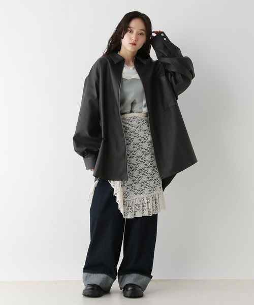 RAGEBLUE（レイジブルー）の「【UNSEX】Wジップ/アソートルーズシャツ（シャツ/ブラウス・レディース・グレー系その他/ブラック/ブラウン系その他/ダークブラウン・FREE）」の8枚目の写真