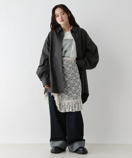 RAGEBLUE（レイジブルー）の「【UNSEX】Wジップ/アソートルーズシャツ（シャツ/ブラウス・レディース・グレー系その他/ブラック/ブラウン系その他/ダークブラウン・FREE）」の9枚目の写真