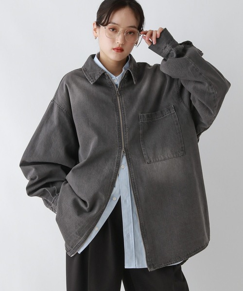 RAGEBLUE（レイジブルー）の「【UNSEX】Wジップ/アソートルーズシャツ（シャツ/ブラウス・レディース・グレー系その他/ブラック/ブラウン系その他/ダークブラウン・FREE）」の16枚目の写真