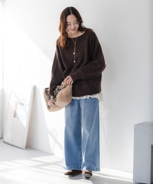 Elura（エルーラ）の「ヤクライクプルオーバー/582303（ニット/セーター・レディース・ダークブラウン/オレンジ/ラベンダー/ピンク系その他/ライトピンク/ライトベージュ/ブルー/チャコールグレー・FREE）」の15枚目の写真