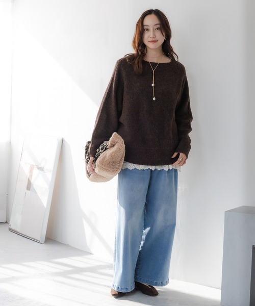 Elura（エルーラ）の「ヤクライクプルオーバー/582303（ニット/セーター・レディース・ダークブラウン/オレンジ/ラベンダー/ピンク系その他/ライトピンク/ライトベージュ/ブルー/チャコールグレー・FREE）」の14枚目の写真