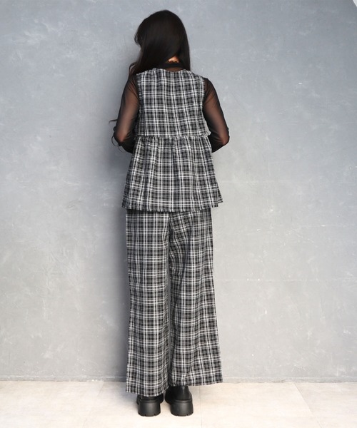 チェック柄フロントZIPベストセットアップ（ワンピース）｜CECIL McBEE