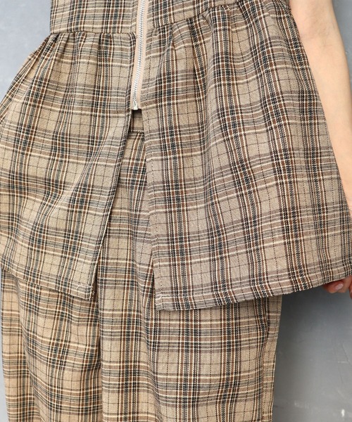 CECIL McBEE(セシルマクビー)の「チェック柄フロントZIPベストセットアップ(ワンピース・レディース・ベージュ/ブラック/ブラウン・LARGE/MEDIUM)」の21枚目の写真