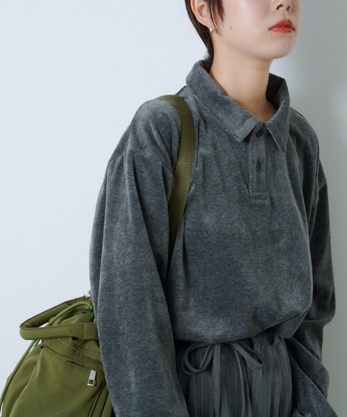 WHIMSIC（ウィムジック）の「【UNISEX】ベロアポロシャツ（ポロシャツ・レディース・ネイビー/チャコールグレー・FREE）」の19枚目の写真