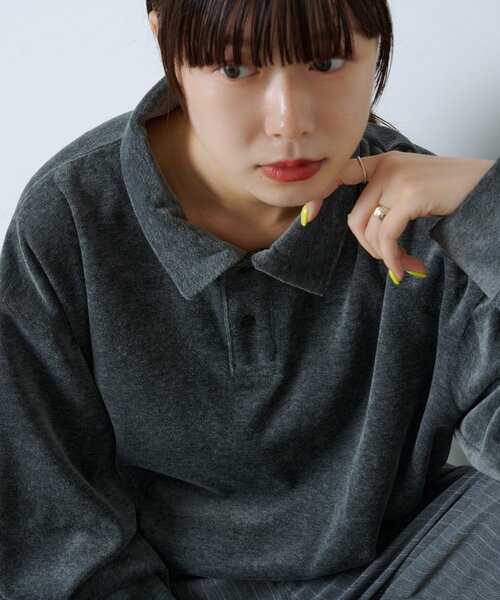 WHIMSIC（ウィムジック）の「【UNISEX】ベロアポロシャツ（ポロシャツ・レディース・ネイビー/チャコールグレー・FREE）」の20枚目の写真
