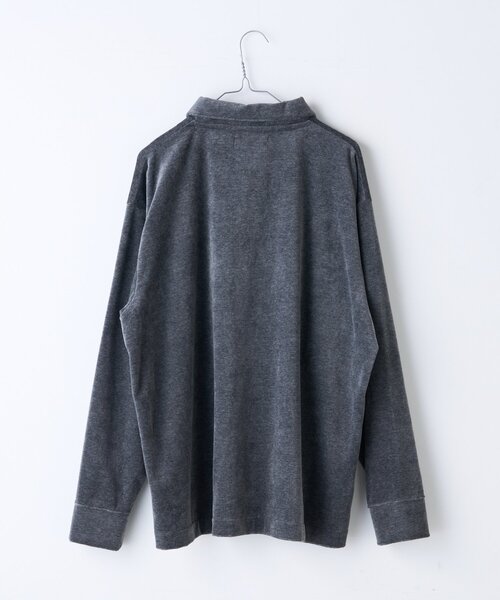 WHIMSIC（ウィムジック）の「【UNISEX】ベロアポロシャツ（ポロシャツ・レディース・ネイビー/チャコールグレー・FREE）」の3枚目の写真