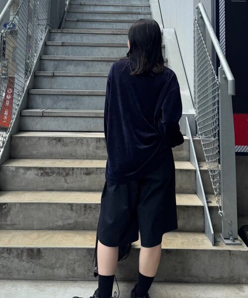 WHIMSIC（ウィムジック）の「【UNISEX】ベロアポロシャツ（ポロシャツ・レディース・ネイビー/チャコールグレー・FREE）」の5枚目の写真