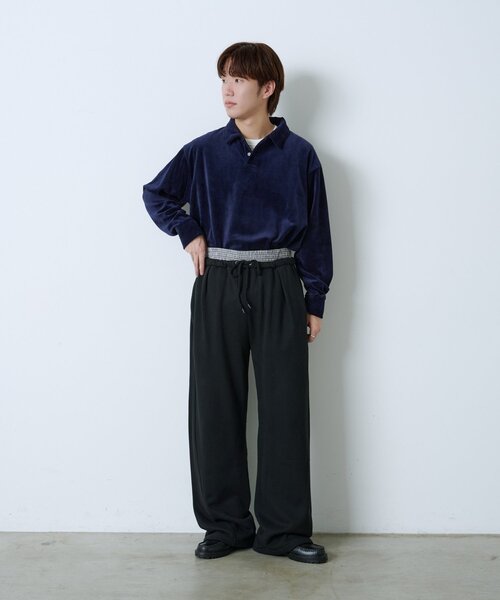 WHIMSIC（ウィムジック）の「【UNISEX】ベロアポロシャツ（ポロシャツ・レディース・ネイビー/チャコールグレー・FREE）」の12枚目の写真