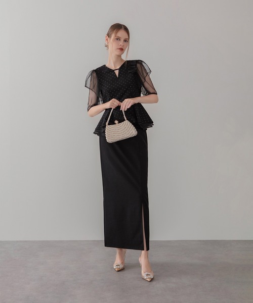 Leja（レジャ）の「【LEJA】ドットストーンチュールペプラムセパレート