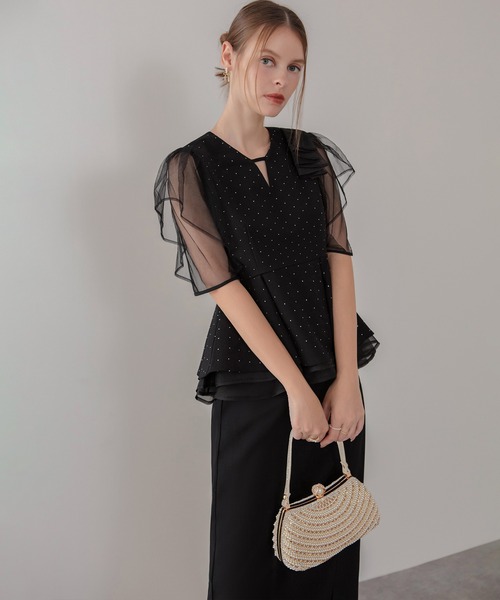 Leja（レジャ）の「【LEJA】ドットストーンチュールペプラムセパレート