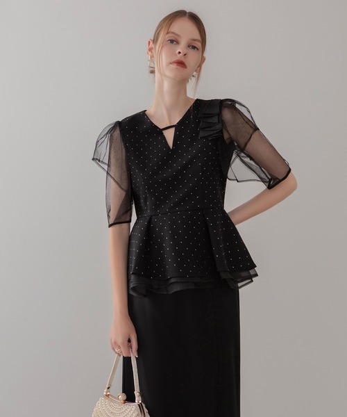 Leja（レジャ）の「【LEJA】ドットストーンチュールペプラムセパレート