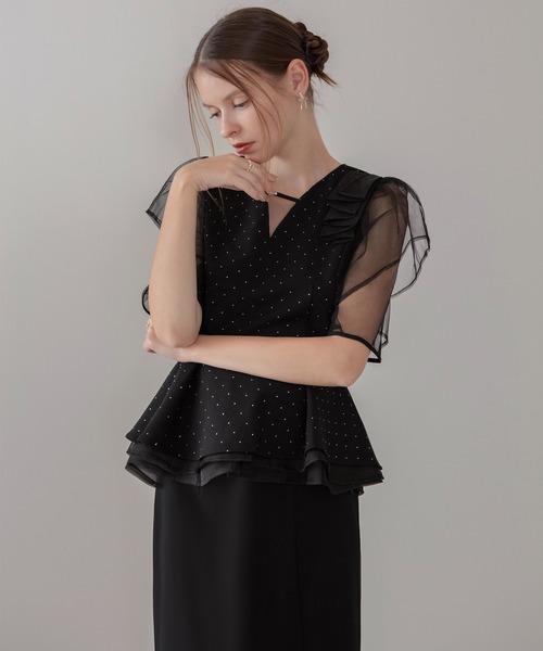 Leja（レジャ）の「【LEJA】ドットストーンチュールペプラムセパレート