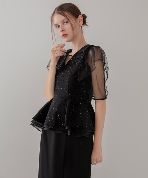 Leja（レジャ）の「【LEJA】ドットストーンチュールペプラムセパレート