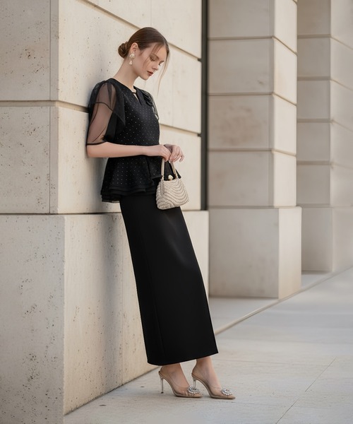 セール】【LEJA】ドットストーンチュールペプラムセパレートIライン