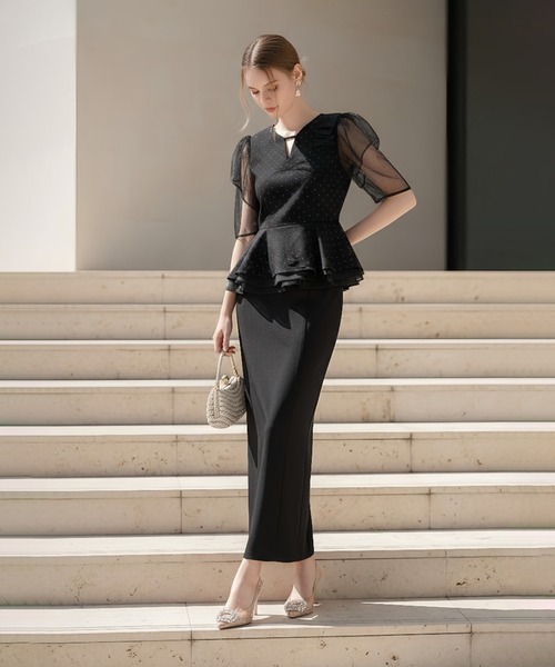 セール】【LEJA】ドットストーンチュールペプラムセパレートIライン