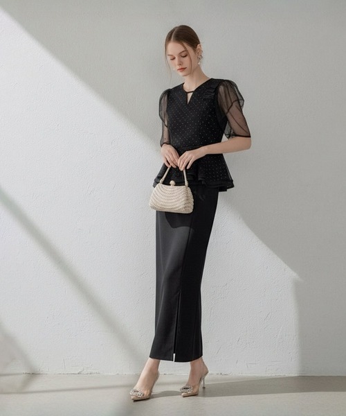 セール】【LEJA】ドットストーンチュールペプラムセパレートIライン