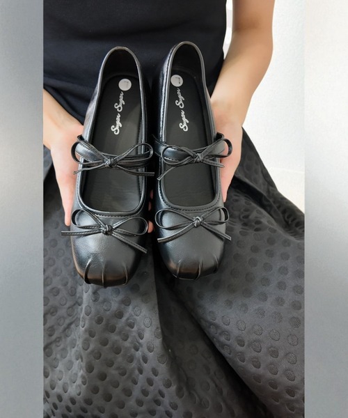 Sugar Sugar（シュガーシュガー）の「スクエアトゥ　メリージェーン　リボン【SUGAR SUGAR シュガーシュガー】9207 インヒール（スニーカー・レディース・ブラック/シルバー/アイボリー・LL/L/M/S）」の6枚目の写真