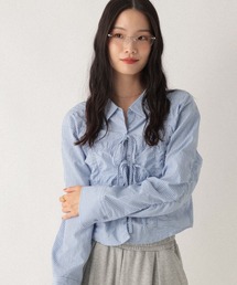 【新品未使用】リボンブラウス　ブルー　水色　ブラウス シャツ/ブラウス（ブルー・ネイビー/青色系・リボン