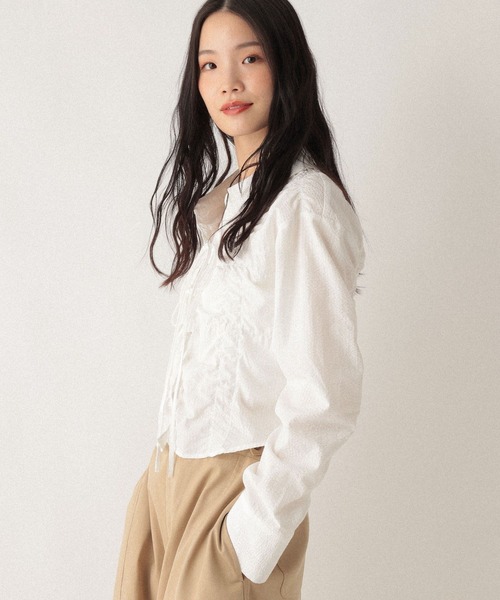 Heather(ヘザー)の「シャーリングリボンシャツ 592598(シャツ/ブラウス・レディース・ホワイト/ホワイト系その他/ブルー系その他・FREE)」の6枚目の写真