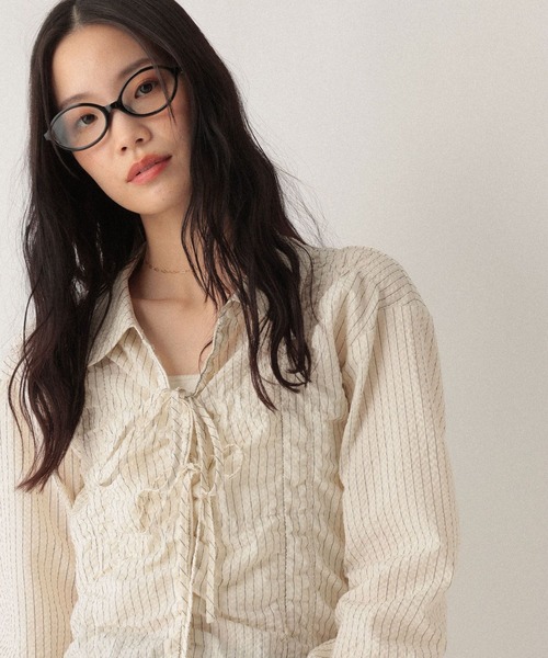 Heather(ヘザー)の「シャーリングリボンシャツ 592598(シャツ/ブラウス・レディース・ホワイト/ホワイト系その他/ブルー系その他・FREE)」の12枚目の写真