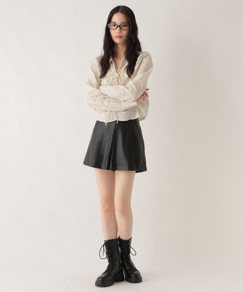 Heather(ヘザー)の「シャーリングリボンシャツ 592598(シャツ/ブラウス・レディース・ホワイト/ホワイト系その他/ブルー系その他・FREE)」の14枚目の写真