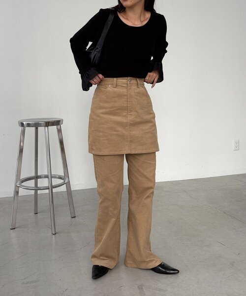 CAPRICIEUX LE'MAGE（カプリシューレマージュ）の「【新色/レイヤード対応】コーデュロイフレアパンツ（その他パンツ・レディース・ベージュ/ブラック/ブラウン・36/38）」の16枚目の写真
