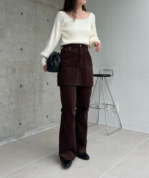 CAPRICIEUX LE'MAGE（カプリシューレマージュ）の「【新色/レイヤード対応】コーデュロイフレアパンツ（その他パンツ・レディース・ベージュ/ブラック/ブラウン・36/38）」の6枚目の写真