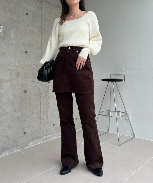 CAPRICIEUX LE'MAGE（カプリシューレマージュ）の「【新色/レイヤード対応】コーデュロイフレアパンツ（その他パンツ・レディース・ベージュ/ブラック/ブラウン・36/38）」の7枚目の写真