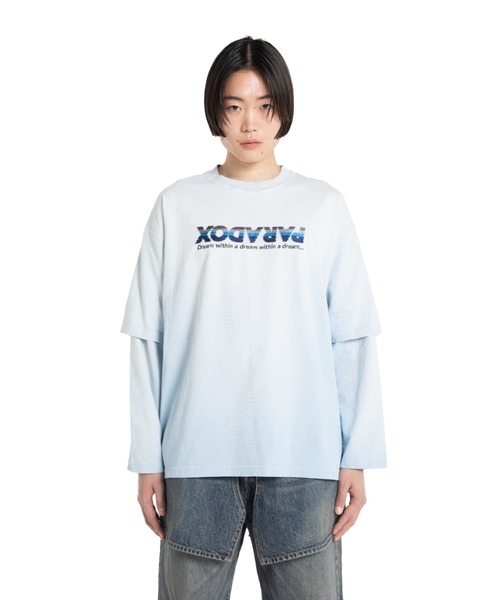 セール】'PARADOX'Embroidery Switching Tee（Tシャツ/カットソー